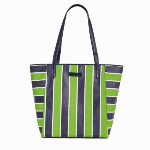 Vera Bradley Handbags - NWOT Vera Bradley Navy and Green Lucky Stripe Breakaway Tote Purse Handbag